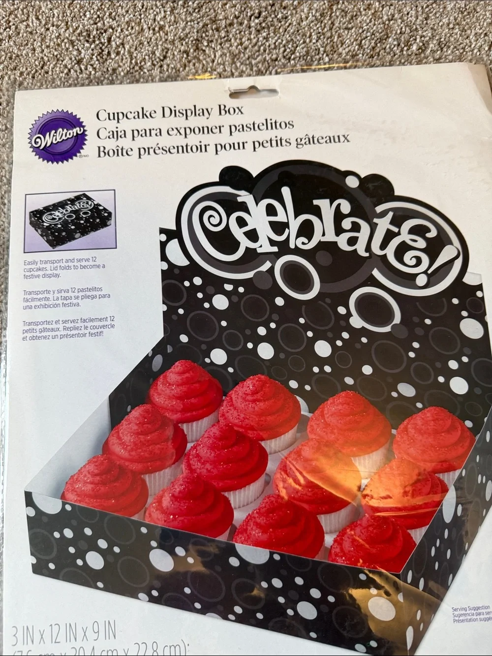 Wilton Black Celebrate Cupcake Display Box. Set of 2. Two inserts in each box